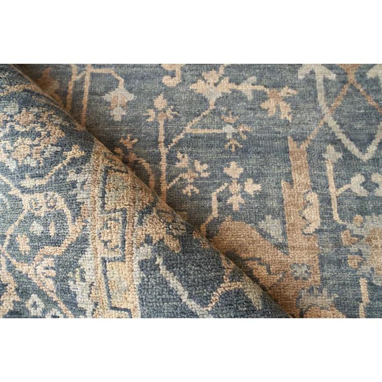 Exquisite Rugs Antique Weave Oushak Handmade Hand Knotted New Zealand Wool Blue Area Rug