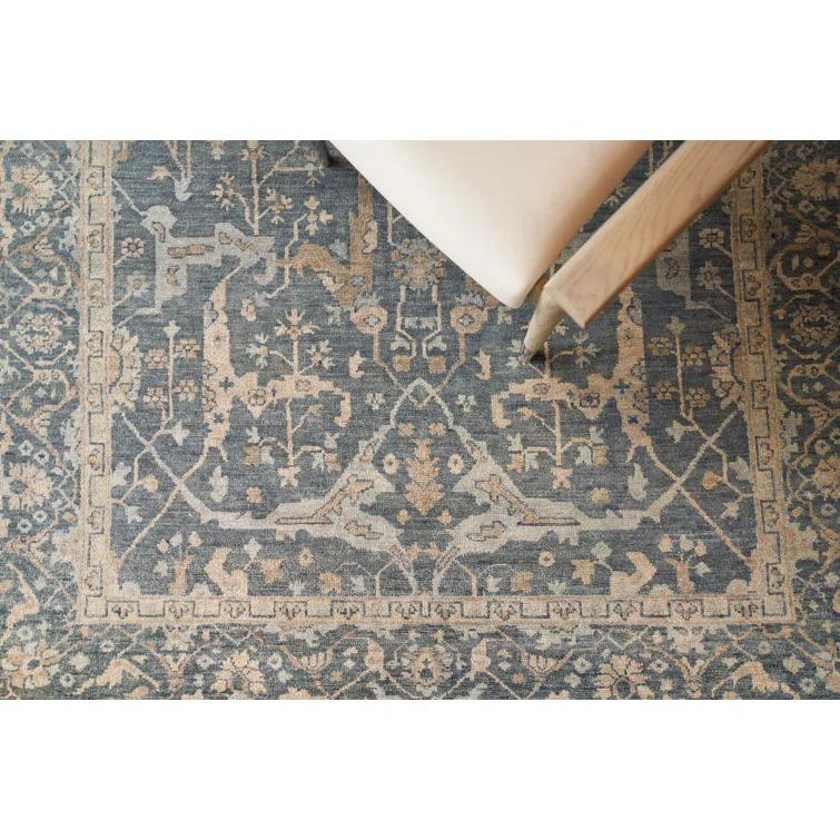 Exquisite Rugs Antique Weave Oushak Handmade Hand Knotted New Zealand Wool Blue Area Rug