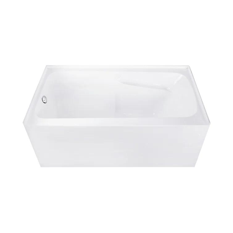 Kingston Brass Aqua Eden 54-Inch Acrylic Rectangular 3-Wall Alcove Tub With Armrests