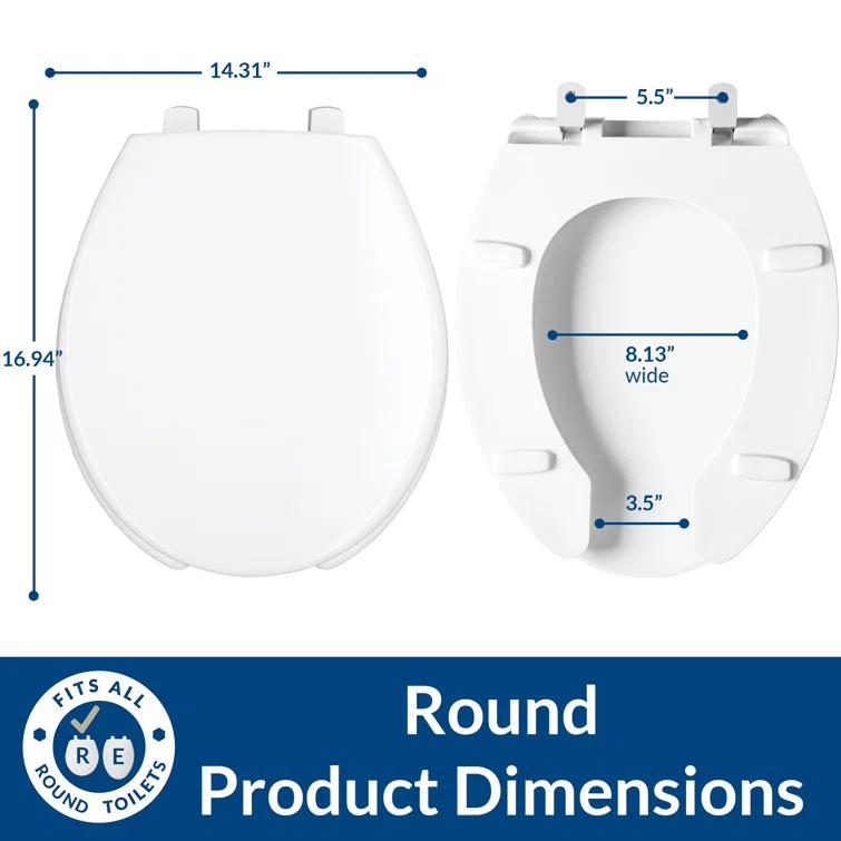 7750TDG Commercial Heavy Duty Open Front Toilet Seat, Never Loosens, ROUND, Plastic, White