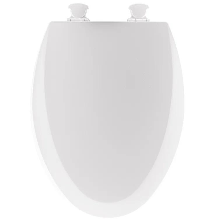 18440EC Open Front Toilet Seat, Never Loosens, Easily Remove for Cleaning, ELONGATED, Wood, White