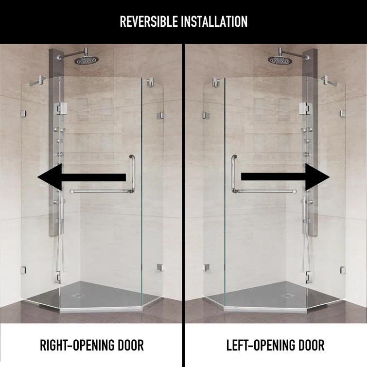 Piedmont 36" W x 36" D x 73" H Hinged Frameless Shower Enclosure with 3/8Clear Glass