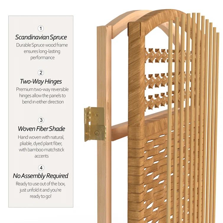 67" x 64" Weave 5 Panel Room Divider