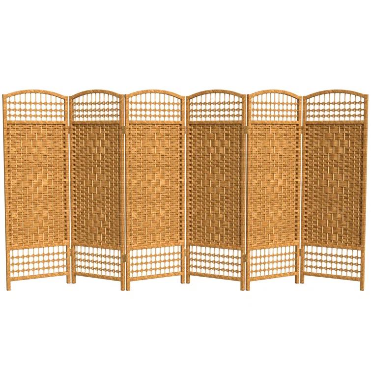 Oriental Furniture 4 ft. Tall Fiber Weave Room Divider, light beige, 6 panel