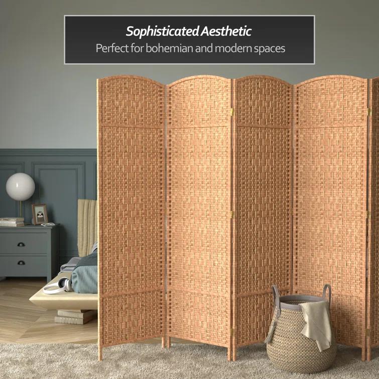 Oriental Furniture 6 ft. Tall Diamond Weave Room Divider - Natural - 6 Panel