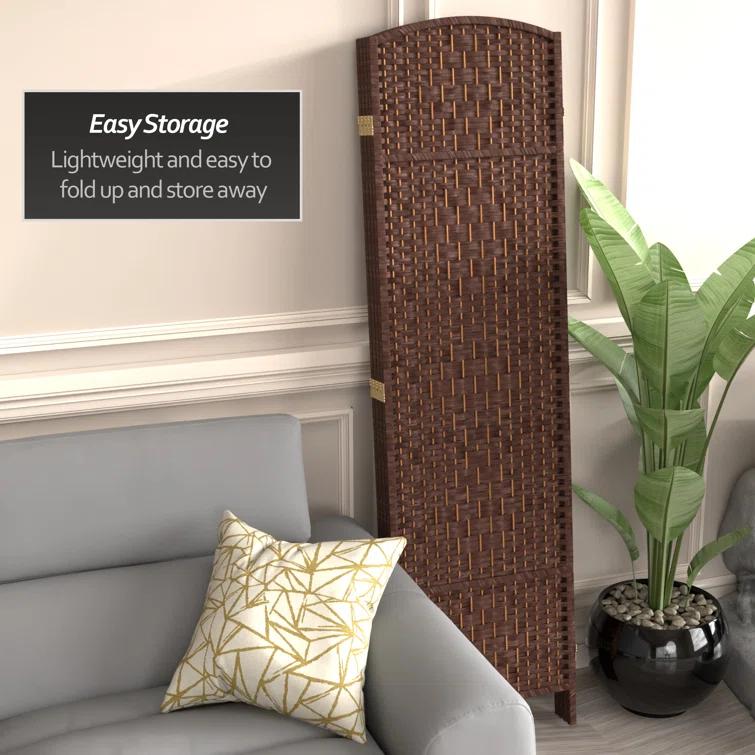 Oriental Furniture 6 ft. Tall Diamond Weave Room Divider - Dark Mocha - 4 Panel