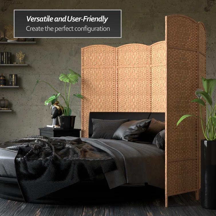 Oriental Furniture 6 ft. Tall Diamond Weave Room Divider - Natural - 6 Panel
