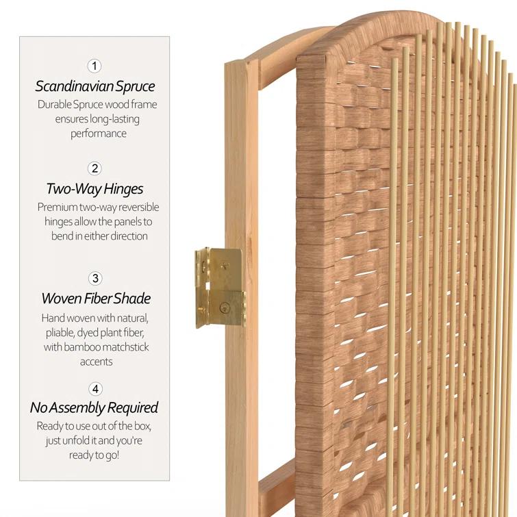 Oriental Furniture 6 ft. Tall Diamond Weave Room Divider - Natural - 6 Panel