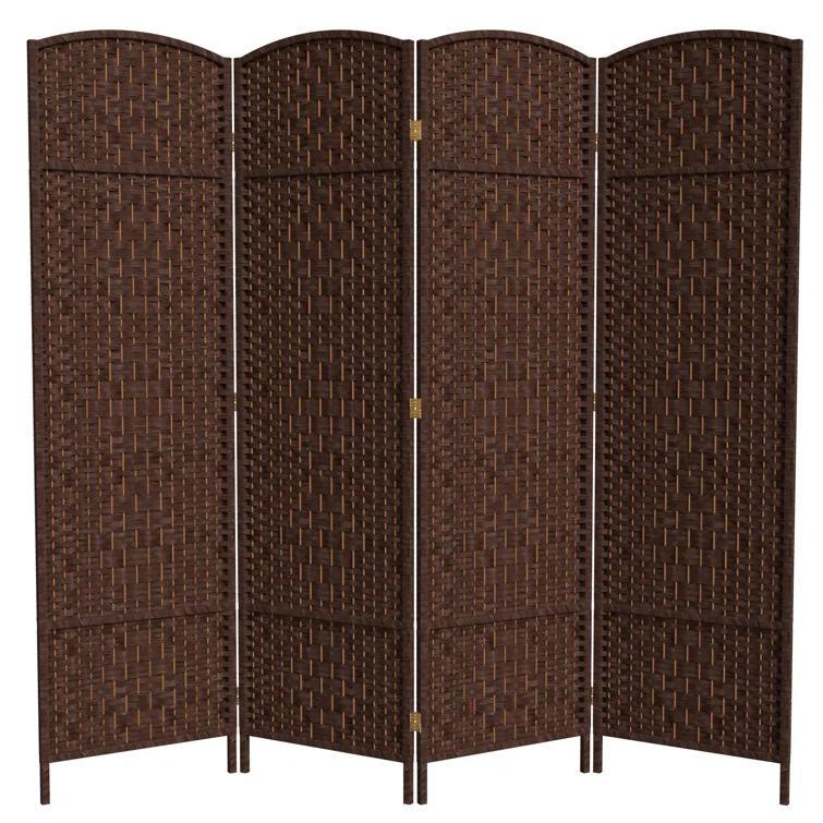 Oriental Furniture 6 ft. Tall Diamond Weave Room Divider - Dark Mocha - 4 Panel