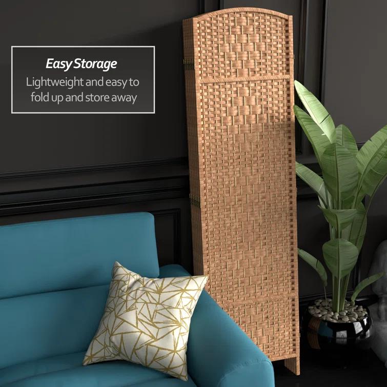 Oriental Furniture 6 ft. Tall Diamond Weave Room Divider - Natural - 6 Panel
