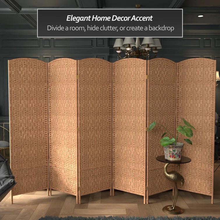 Oriental Furniture 6 ft. Tall Diamond Weave Room Divider - Natural - 6 Panel