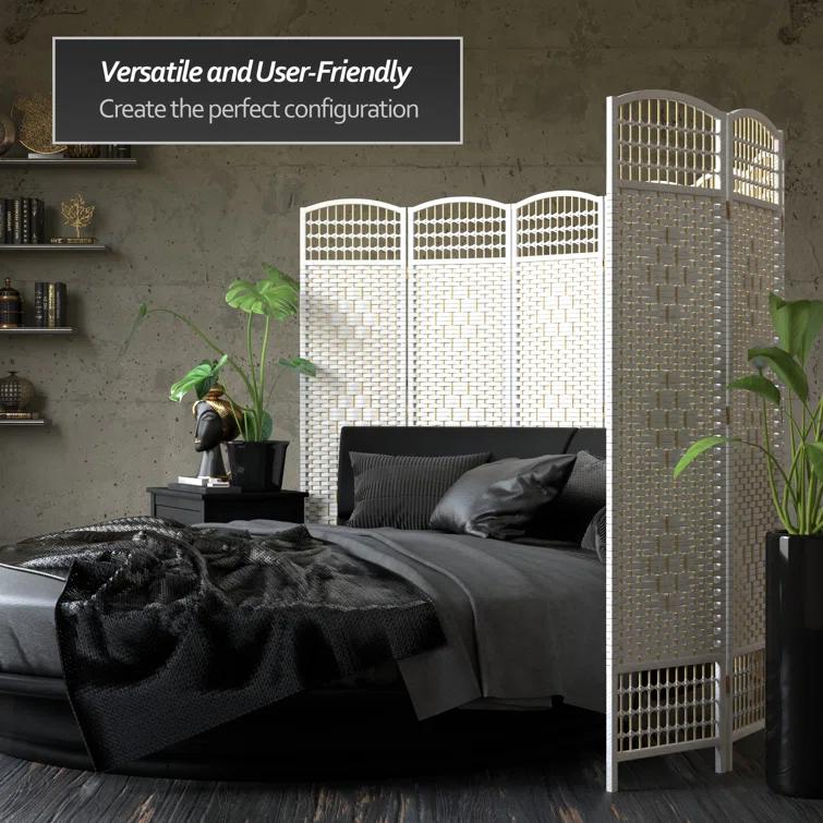 5 1/2 ft. Tall Fiber Weave Room Divider - White (4 Panels)
