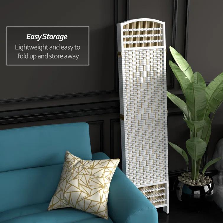 5 1/2 ft. Tall Fiber Weave Room Divider - White (4 Panels)