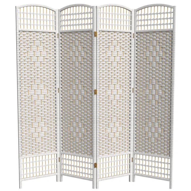 5 1/2 ft. Tall Fiber Weave Room Divider - White (4 Panels)