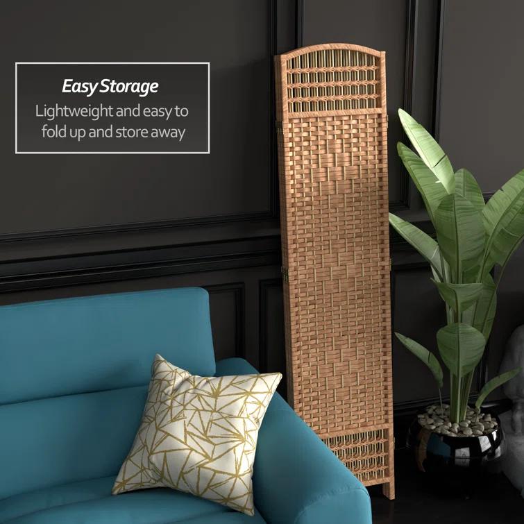 Oriental Furniture 5 1/2 ft. Tall Fiber Weave Room Divider - Natural - 3 Panel