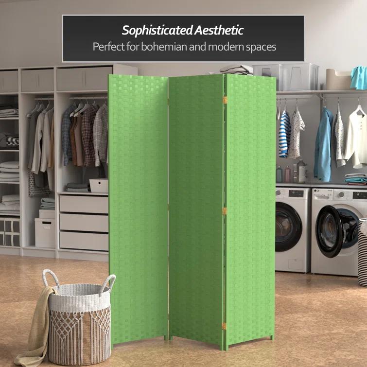 6 ft. Light Green 3-Panel Room Divider