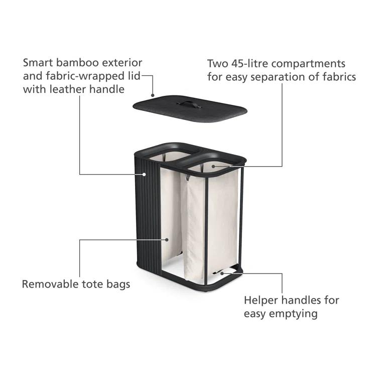 Joseph Joseph Joseph Joseph Tota Luxe 90-liter Bamboo Laundry Separation Basket