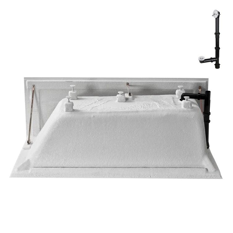 Streamline GA-304-10-WH 60 in. x 30 in. Acrylic Right-Hand Drain Alcove Bathtub in Glossy White With External Drain in Glossy White