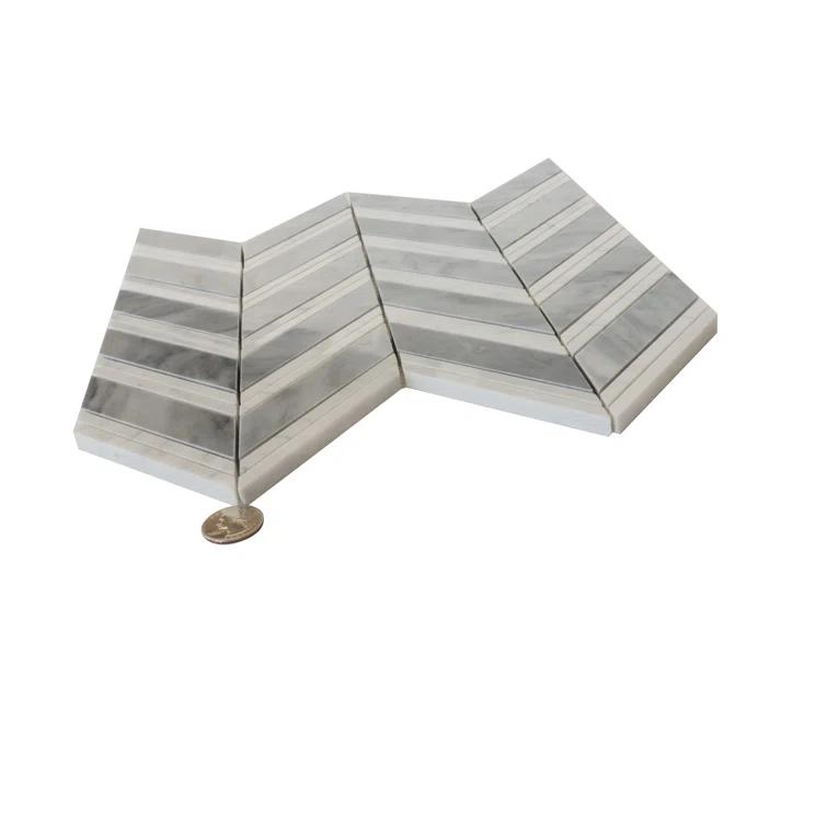 11" X 11.8" Herringbone Marble Polished Tile