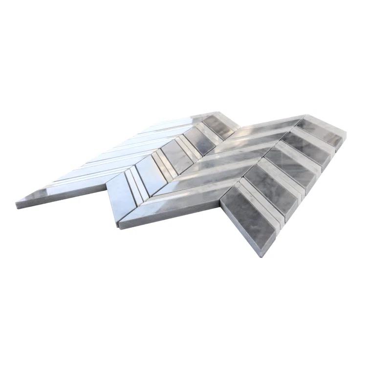 11" X 11.8" Herringbone Marble Polished Tile