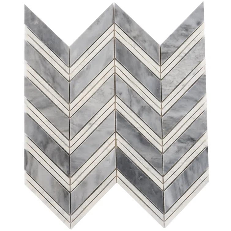 11" X 11.8" Herringbone Marble Polished Tile