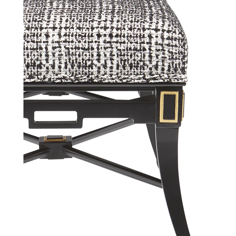 Scarlett Black and Gold Upholstered Mahogany Bench