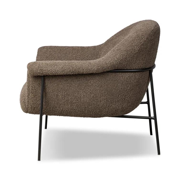 Sheldon Java Polyester Blend Accent Chair with Matte Ebony Metal Frame