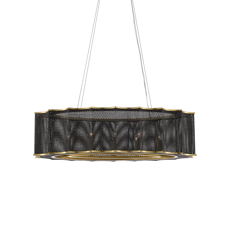 Mole Black and Gold Leaf 8-Light Wrought Iron Chandelier