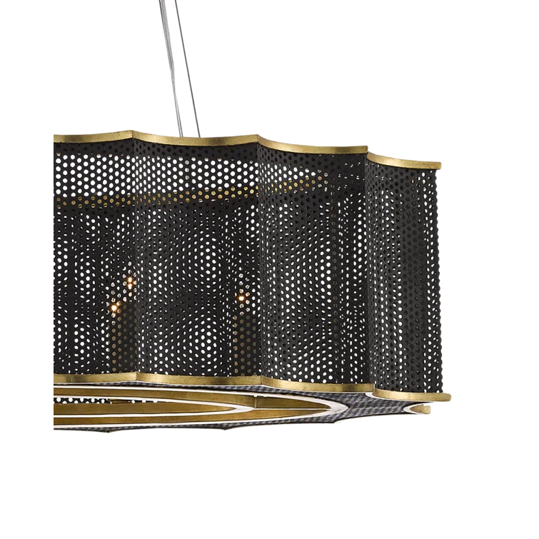 Mole Black and Gold Leaf 8-Light Wrought Iron Chandelier