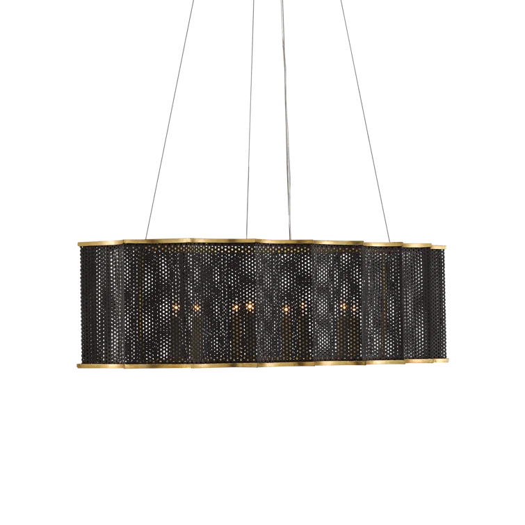 Mole Black and Gold Leaf 8-Light Wrought Iron Chandelier