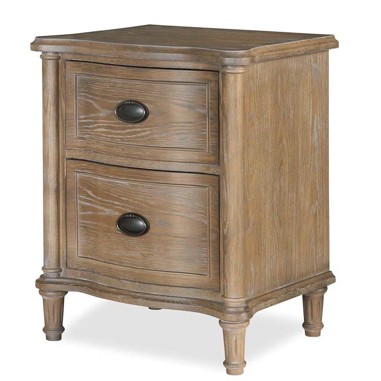 Devon Traditional Brown Wood 2-Drawer Nightstand