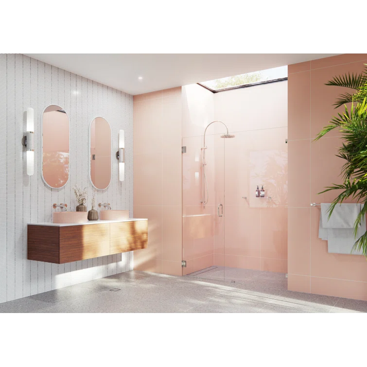Illume 60 in. x 78 in. Fully Frameless Wall Hinge Shower Door
