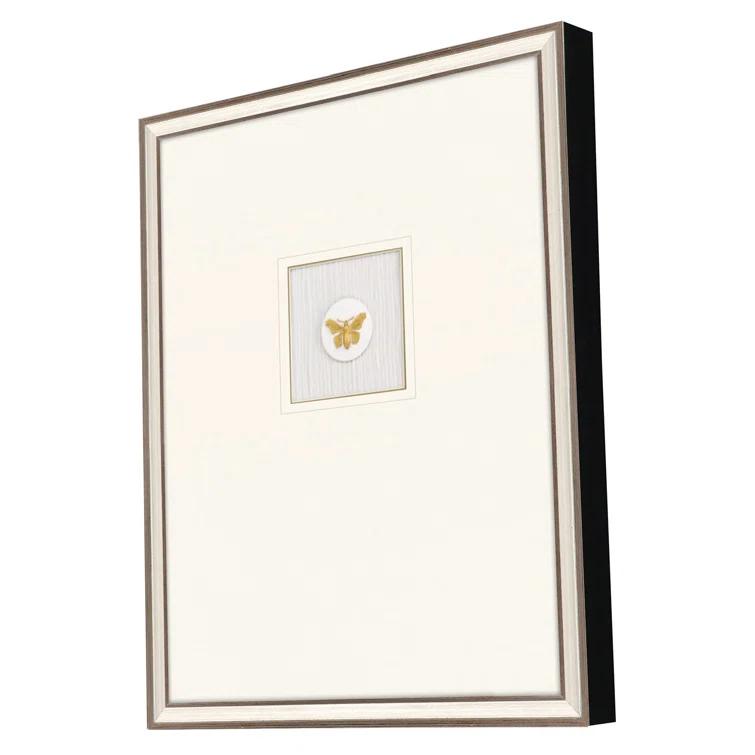 Gold Butterfly Print on Canvas with Silver Leaf Frame