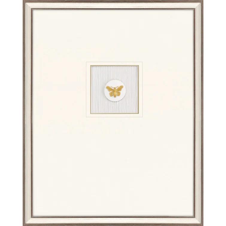 Gold Butterfly Print on Canvas with Silver Leaf Frame