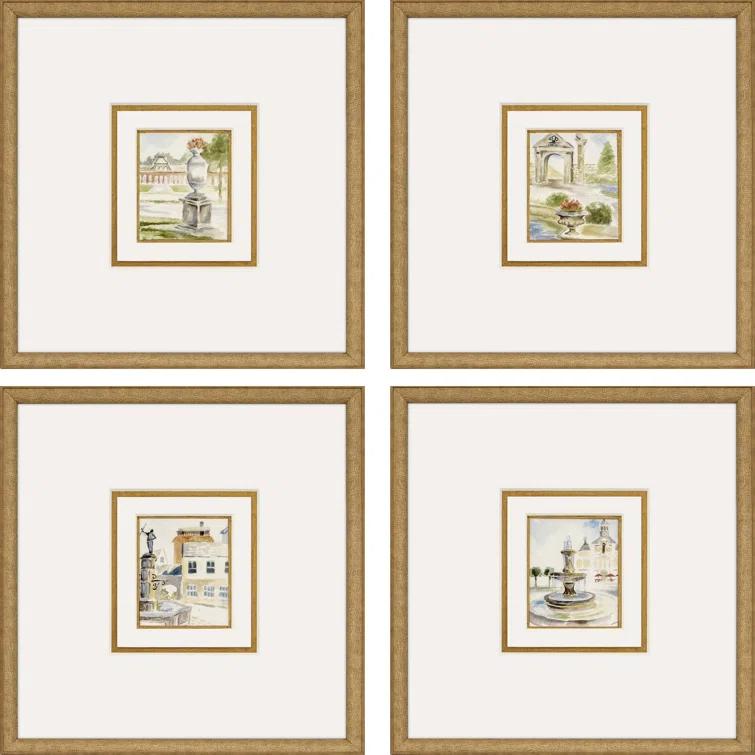 Antique Gold Framed Landscape Gallery Wall Art Set