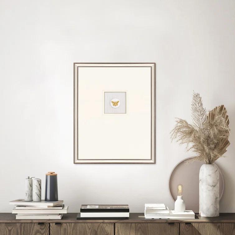 Gold Butterfly Print on Canvas with Silver Leaf Frame