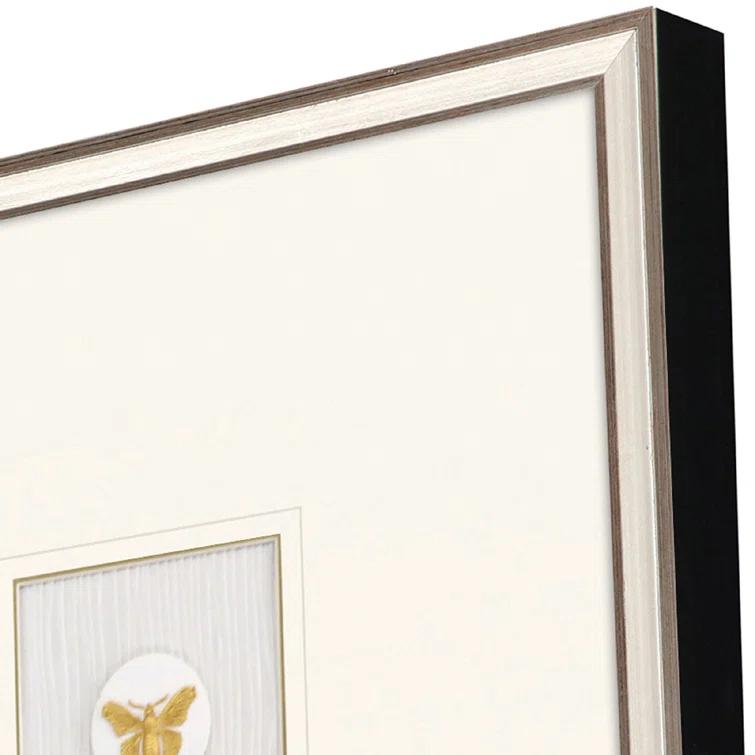 Gold Butterfly Print on Canvas with Silver Leaf Frame