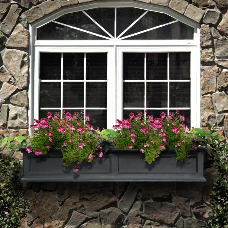 The Anastasiya Resin Window Box Planter with Water Reservoir