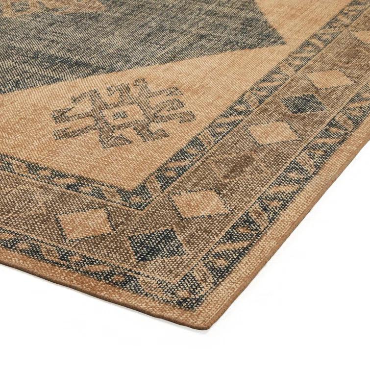 Samsa Navy Hand-Knotted Wool and Cotton 8' x 10' Area Rug