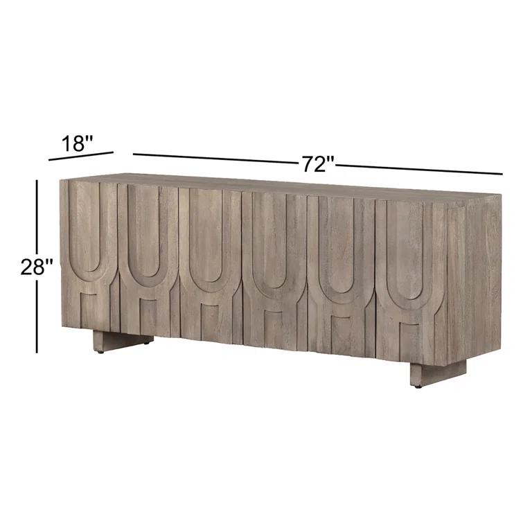 Maya Aged Grey 72" Reclaimed Wood Media Console with Cabinet