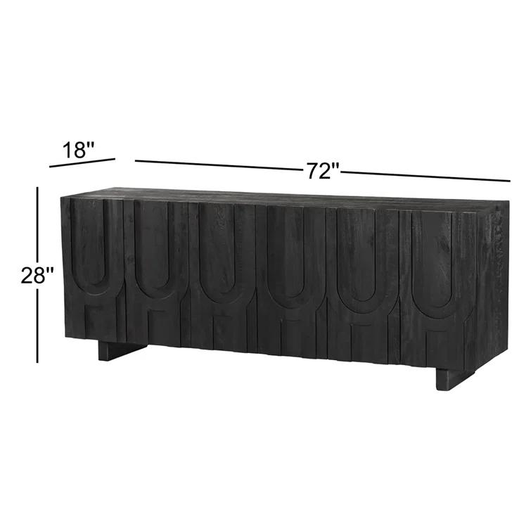 Dark Totem Black Reclaimed Wood Media Console with Cabinet