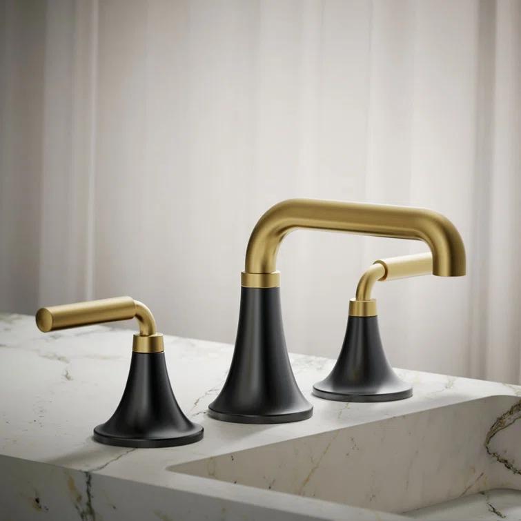 Tone Widespread Bathroom Sink Faucet, Three-Hole Bathroom Faucet with Clicker Drain, 1.2 GPM
