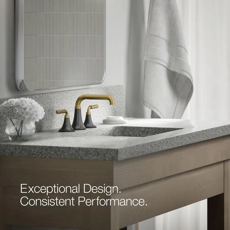 Tone Widespread Bathroom Sink Faucet, Three-Hole Bathroom Faucet with Clicker Drain, 1.2 GPM