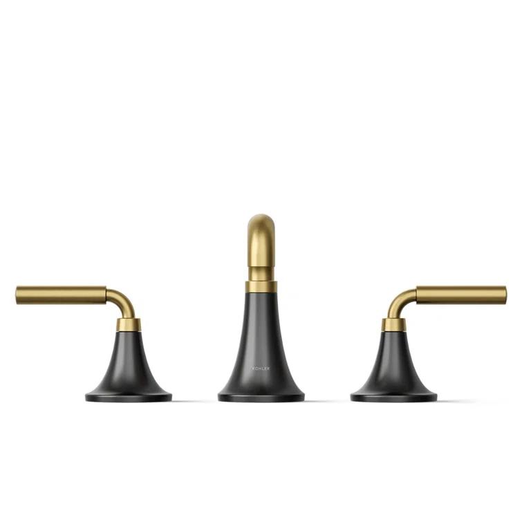 Tone Widespread Bathroom Sink Faucet, Three-Hole Bathroom Faucet with Clicker Drain, 1.2 GPM