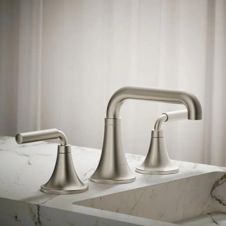 Tone Widespread Bathroom Sink Faucet, Three-Hole Bathroom Faucet with Clicker Drain, 1.2 GPM