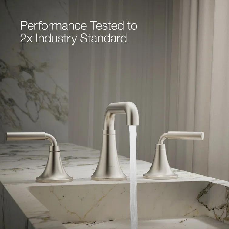 Tone Widespread Bathroom Sink Faucet, Three-Hole Bathroom Faucet with Clicker Drain, 1.2 GPM