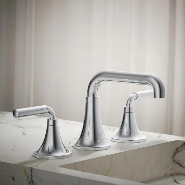 Tone Widespread Bathroom Sink Faucet, Three-Hole Bathroom Faucet with Clicker Drain, 1.2 GPM