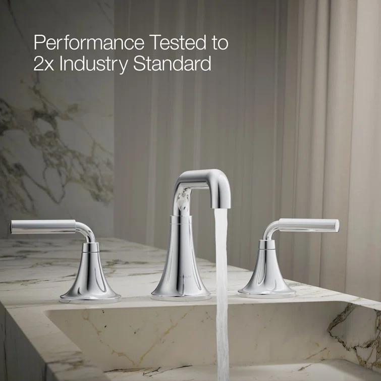 Tone Widespread Bathroom Sink Faucet, Three-Hole Bathroom Faucet with Clicker Drain, 1.2 GPM