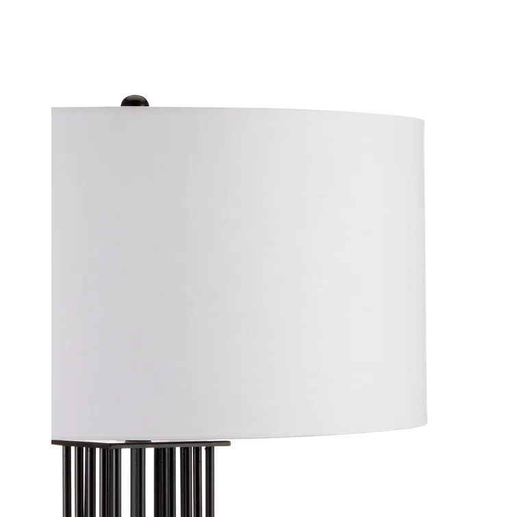 Adjustable Bronze Floor Lamp with Off-White Linen Shade
