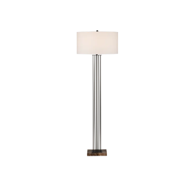 Adjustable Bronze Floor Lamp with Off-White Linen Shade